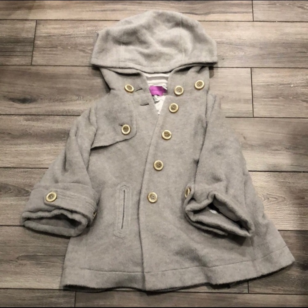Grey Wool button up coat with silk lining - Picture 2 of 6